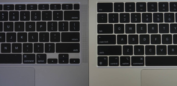Thiết kế bàn phím MacBook Air M1 và MacBook Air M2